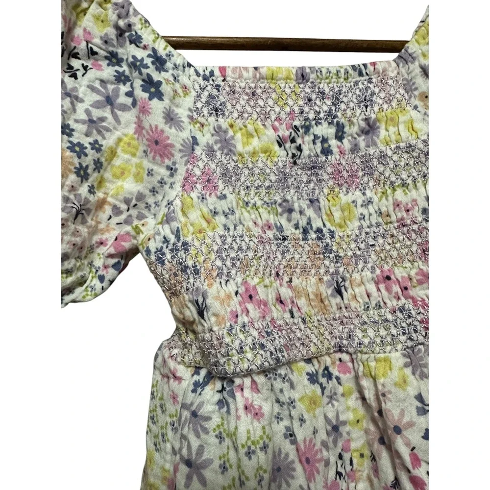 George Kids Girls Floral Smocked Square Neck Puff Sleeve Dress‎ 7 8 Years